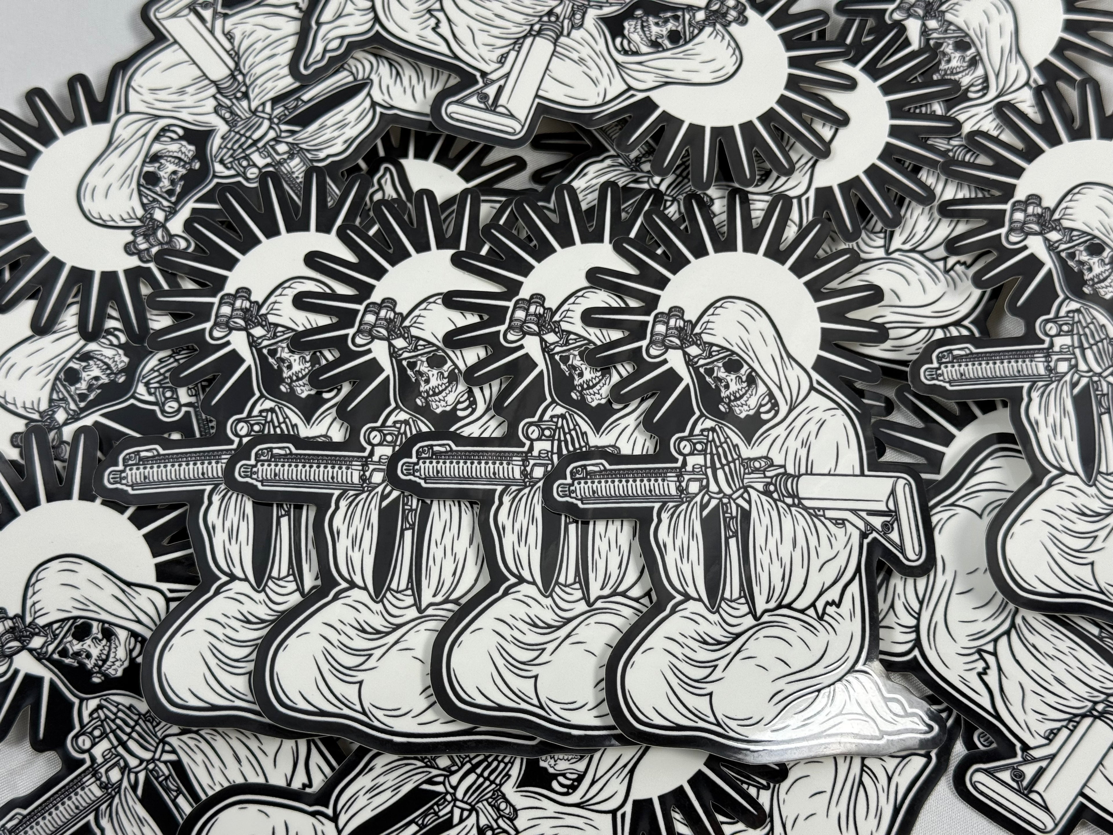 Large Prayer Skull Sticker