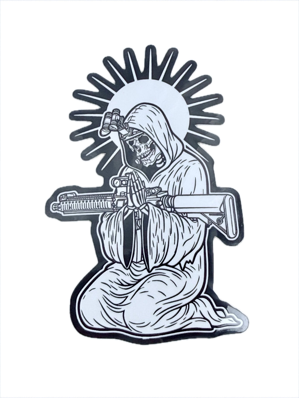 Large Prayer Skull Sticker